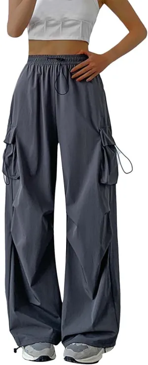 Women Cargo Pants Baggy Y2K Clothing Multi Pockets High Waist Loose Straight Leg Pants Vintage Grunge Aesthetic