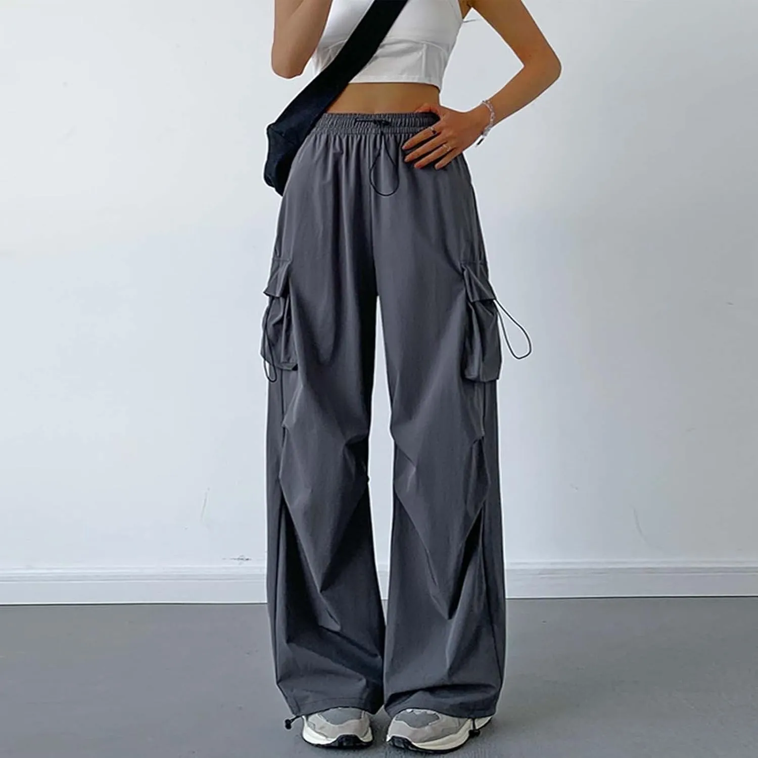 Women Cargo Pants Baggy Y2K Clothing Multi Pockets High Waist Loose Straight Leg Pants Vintage Grunge Aesthetic
