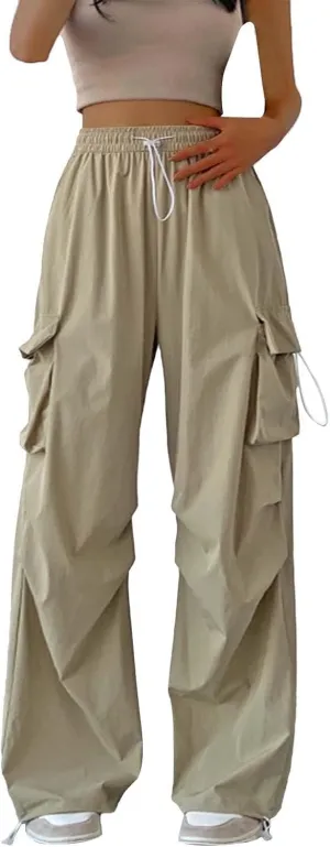 Women Cargo Pants Baggy Y2K Clothing Multi Pockets High Waist Loose Straight Leg Pants Vintage Grunge Aesthetic