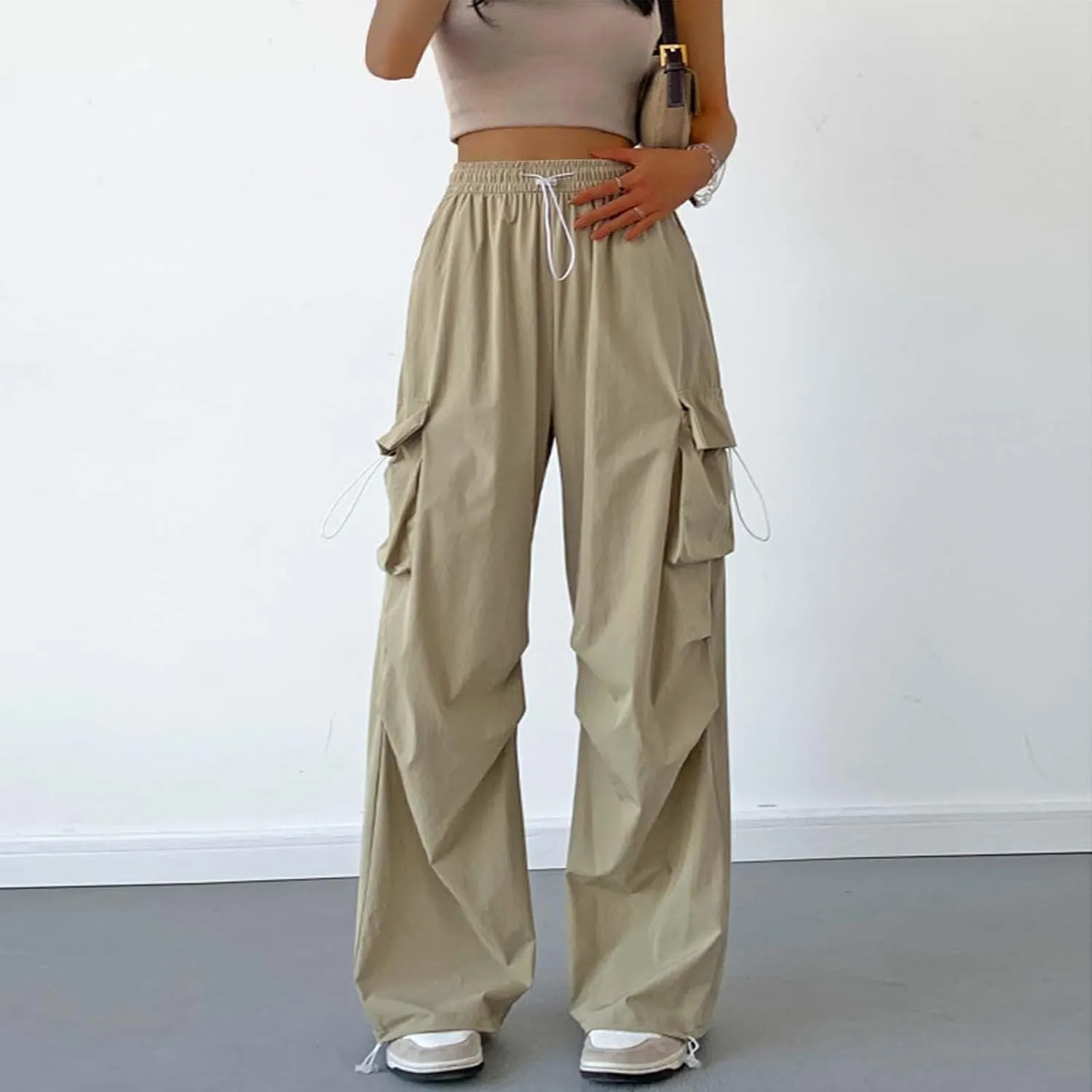 Women Cargo Pants Baggy Y2K Clothing Multi Pockets High Waist Loose Straight Leg Pants Vintage Grunge Aesthetic