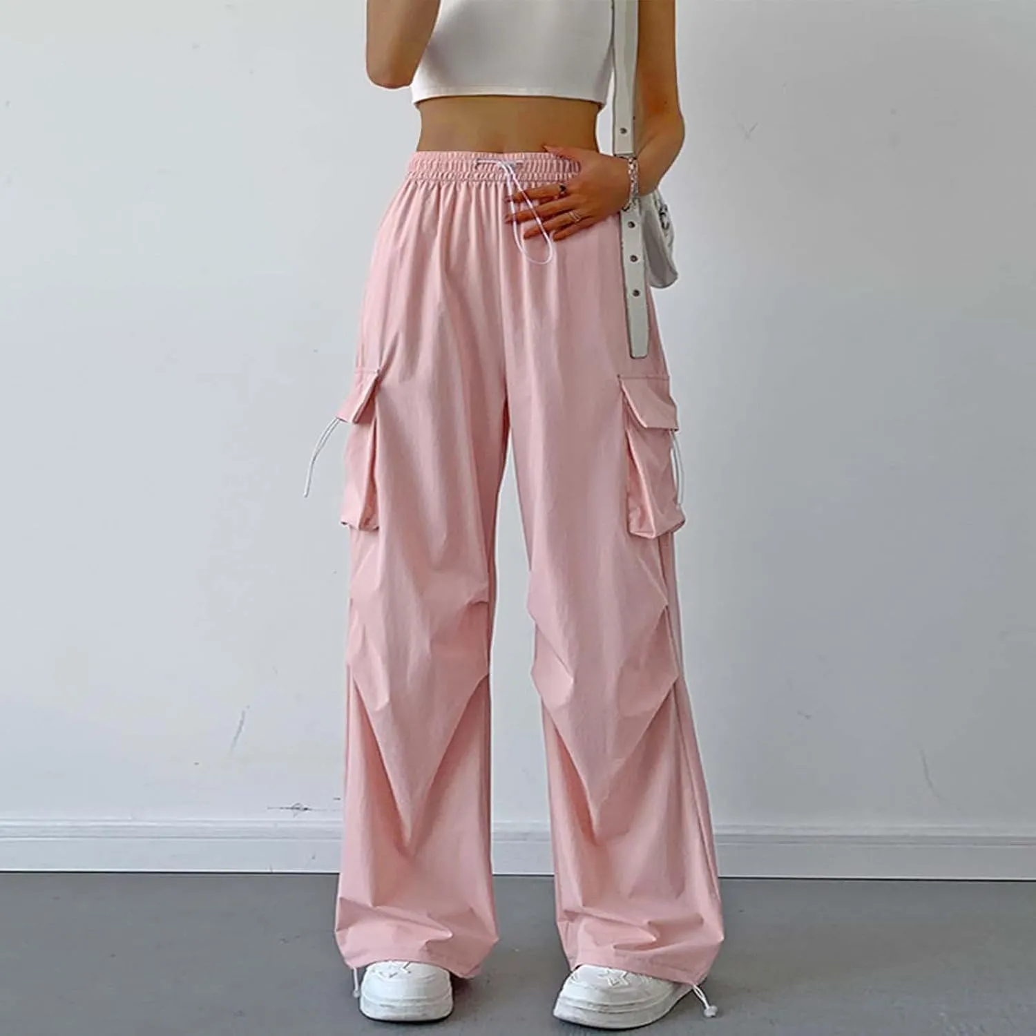 Women Cargo Pants Baggy Y2K Clothing Multi Pockets High Waist Loose Straight Leg Pants Vintage Grunge Aesthetic