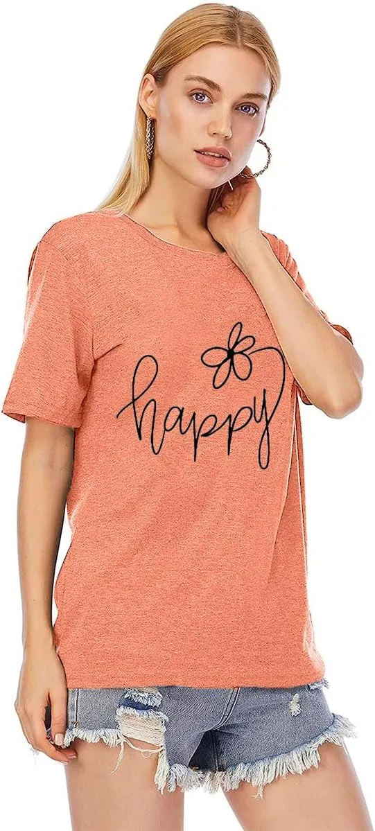 Women Choose Happy T Shirt Funny Cute Graphic Tee Blessed Tshirt Inspirational Short Sleeve Summer Casual Tops