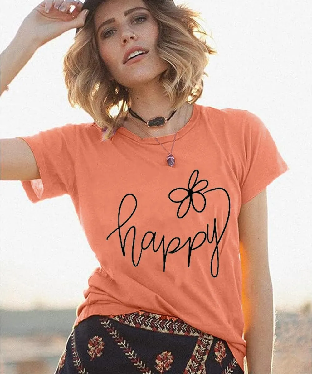 Women Choose Happy T Shirt Funny Cute Graphic Tee Blessed Tshirt Inspirational Short Sleeve Summer Casual Tops