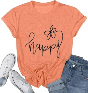 Women Choose Happy T Shirt Funny Cute Graphic Tee Blessed Tshirt Inspirational Short Sleeve Summer Casual Tops