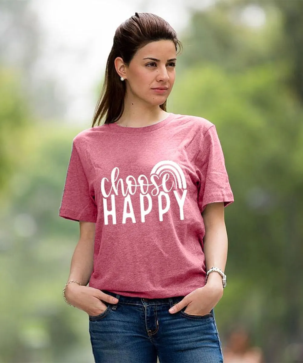 Women Choose Happy T Shirt Funny Cute Graphic Tee Blessed Tshirt Inspirational Short Sleeve Summer Casual Tops