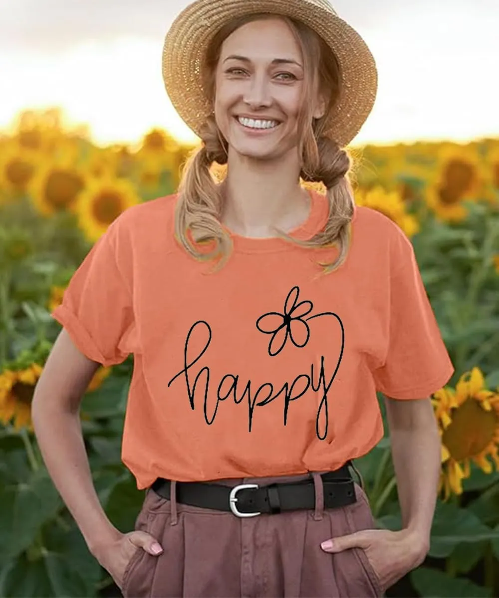 Women Choose Happy T Shirt Funny Cute Graphic Tee Blessed Tshirt Inspirational Short Sleeve Summer Casual Tops