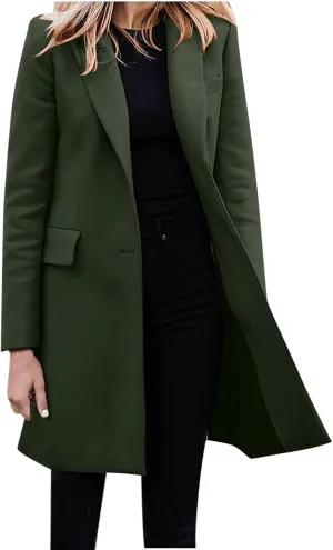 Women Coats,Elegant Notched Collar Double Breasted Wool Blend Over Coat Double-Breasted Lapel Jacket Outwear