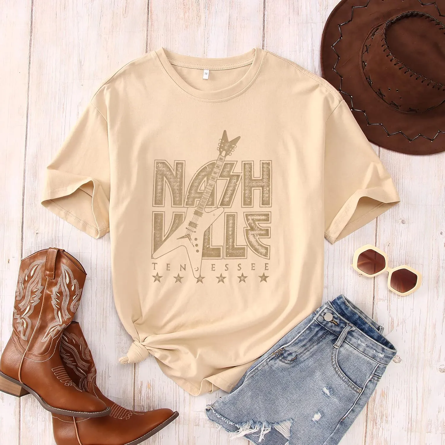 Women Country Music Oversized Shirts Nashville Concert Outfit Bass Graphic Tees Rocker Tops Short Sleeve T-Shirt