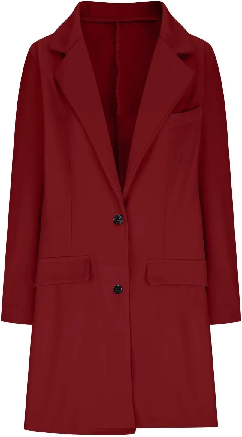 Women Elegant Notched Collar Double Breasted Wool Blend Over Coat Double-Breasted Lapel Jacket Outwear