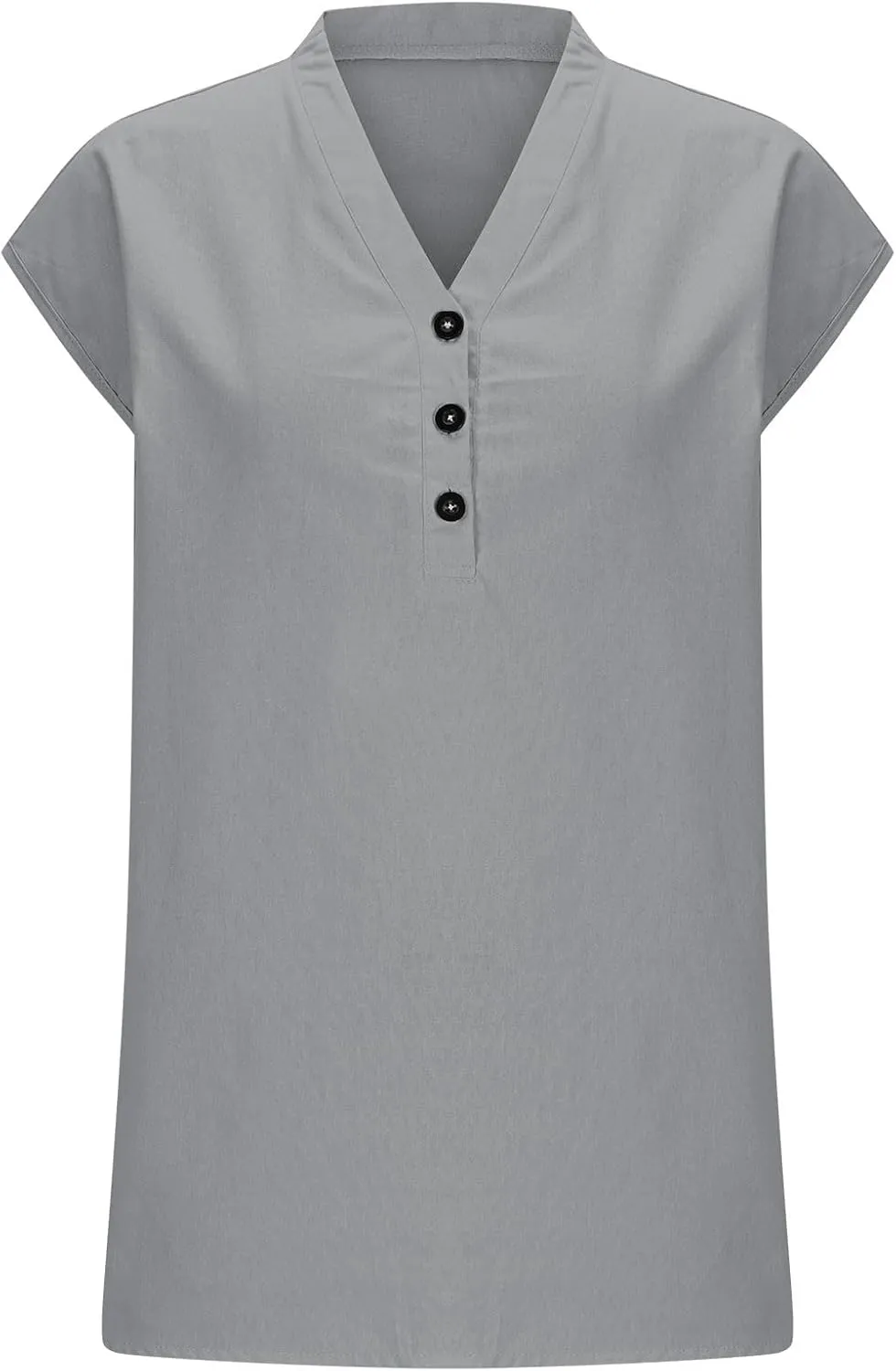 Women Linen Button Down Tops Summer Blouses Short Sleeve Shirts Loose Fit Lightweight Tunic Tees