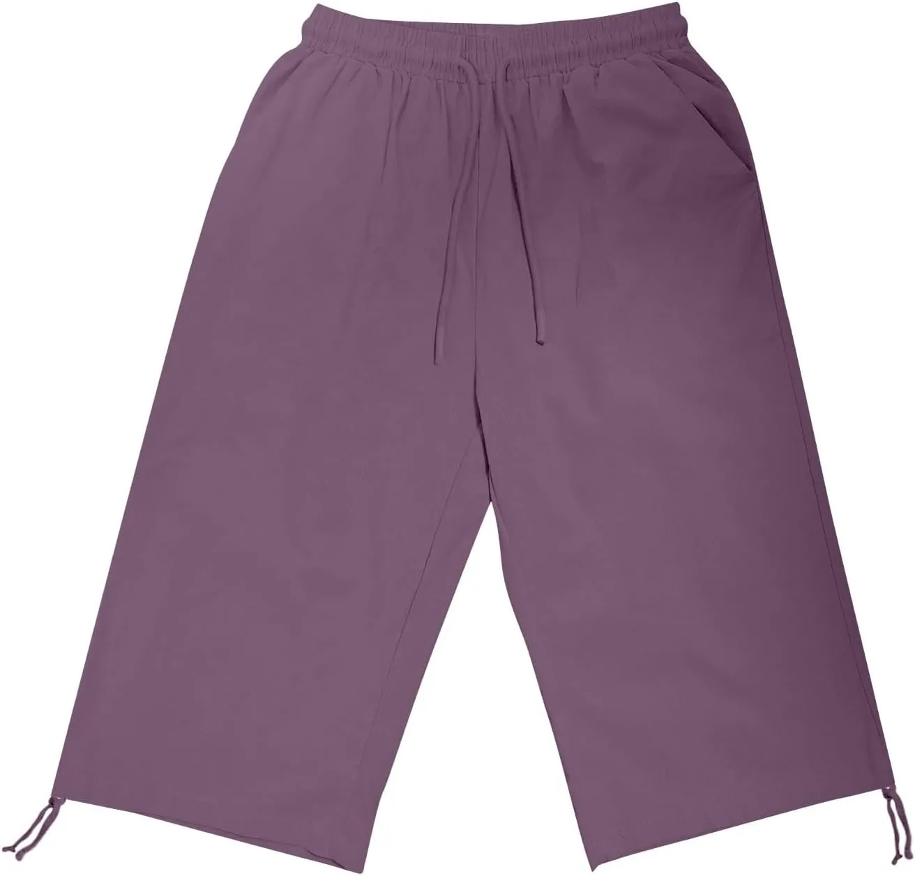 Women Linen Pants 2025 Summer Casual Capri Pants Cropped Tapered Lightweight Pants Travel Beach Outfits with Pocket