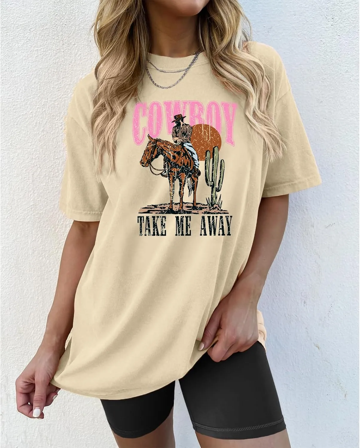 Women Oversized Cowboy Take Me Away Shirt Vintage Western Cowboy Shirts Country Music Graphic Tee Tops