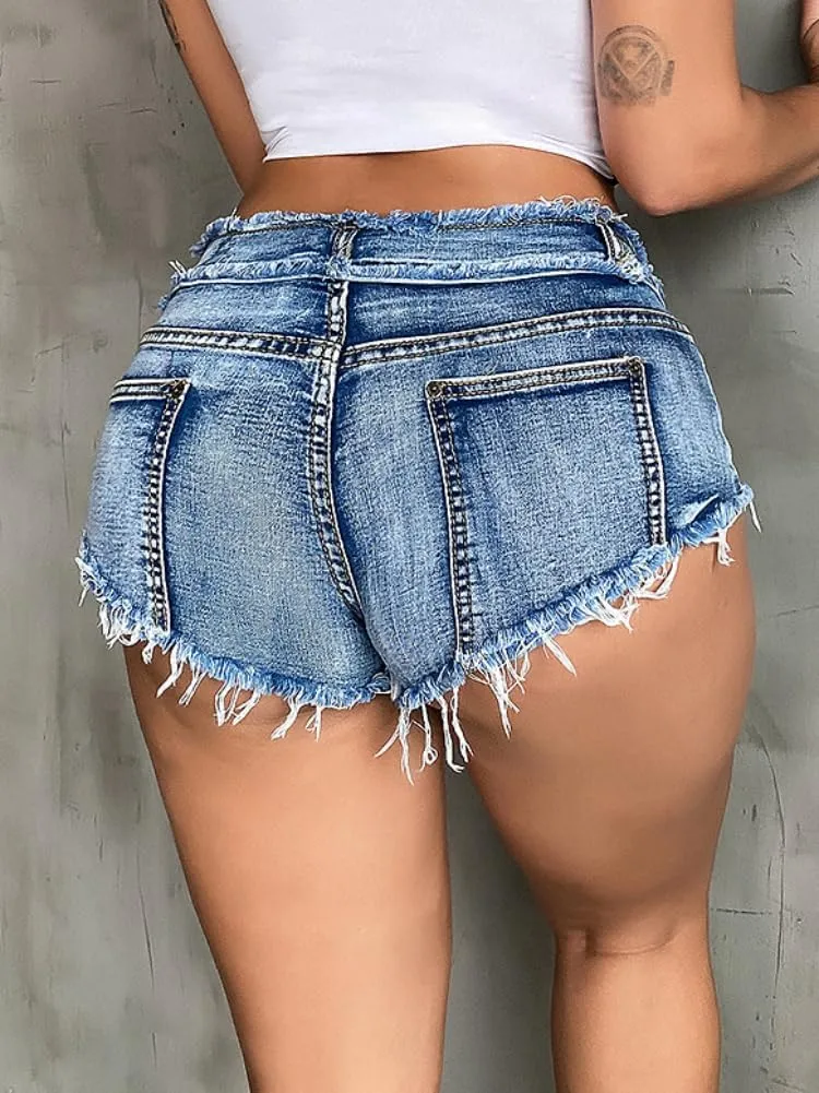 Women Sexy Cut Off Distressed Low Waist Denim Shorts Hot Pants