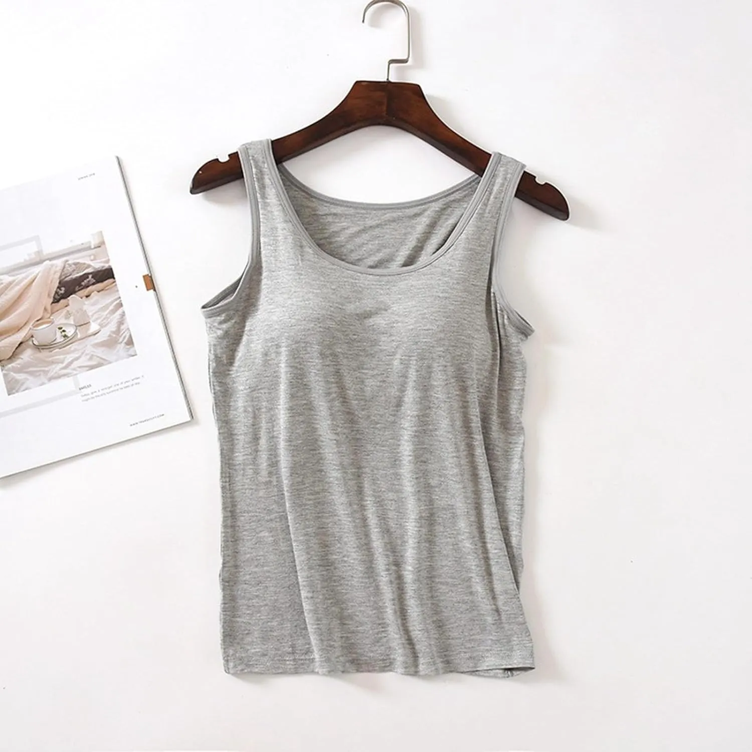 Women Shelf Bra Camisoles Tops Adjustable Spaghetti Strap Cami Tank Tops Breathable Cotton Undershirt