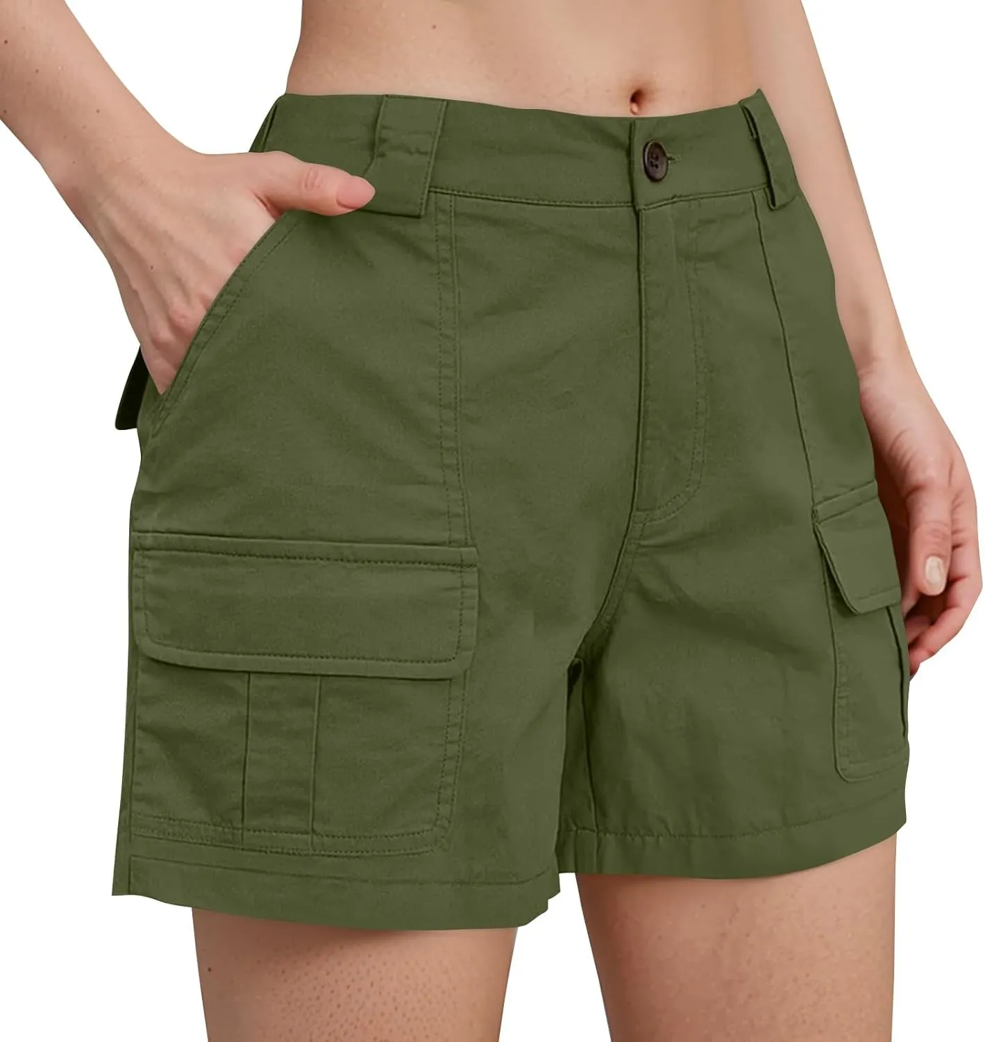 Women's 2025 Cargo Shorts Stretchy High Waisted Workout Shorts with Pockets Hiking Outdoor Adventures