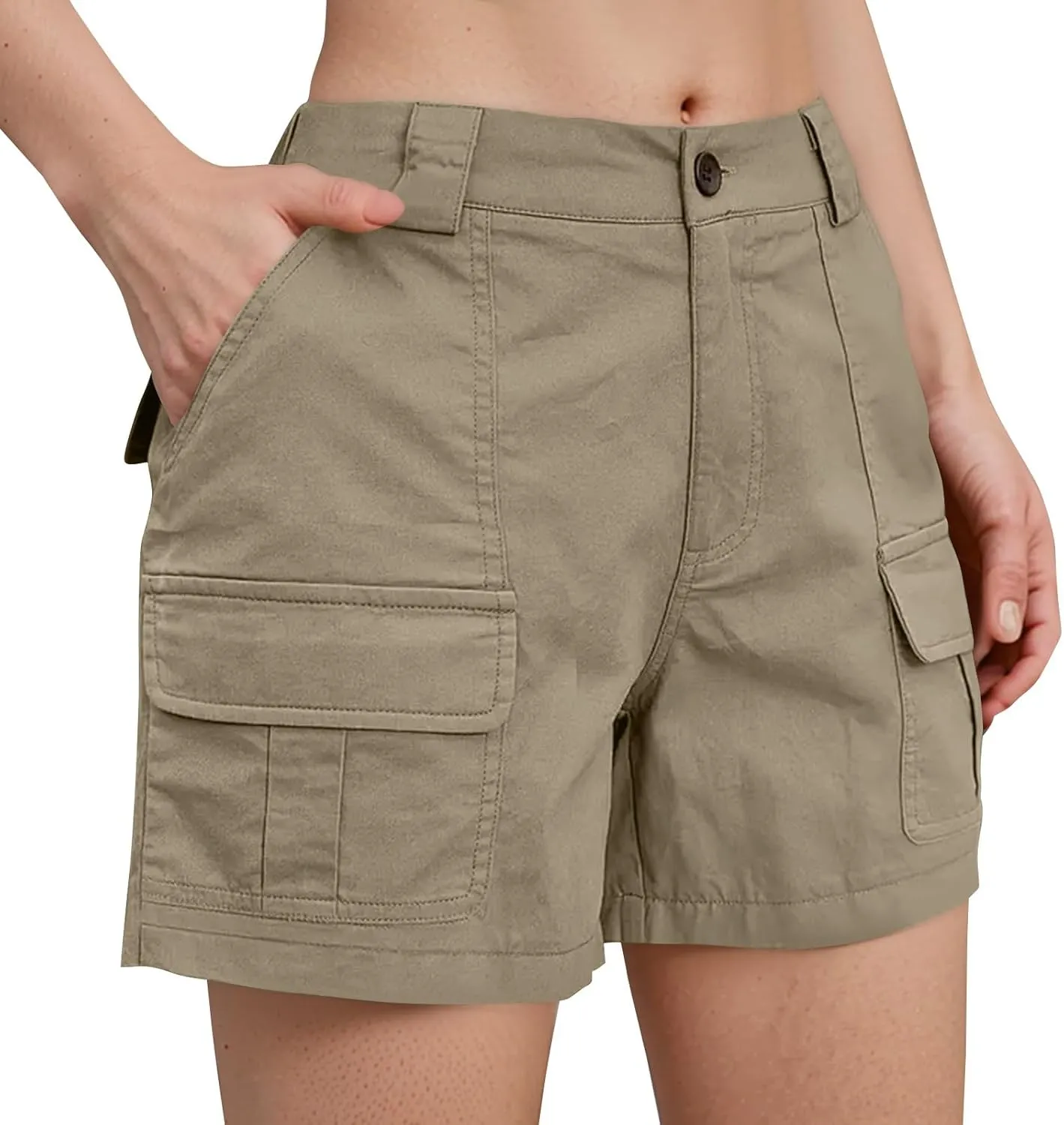 Women's 2025 Cargo Shorts Stretchy High Waisted Workout Shorts with Pockets Hiking Outdoor Adventures