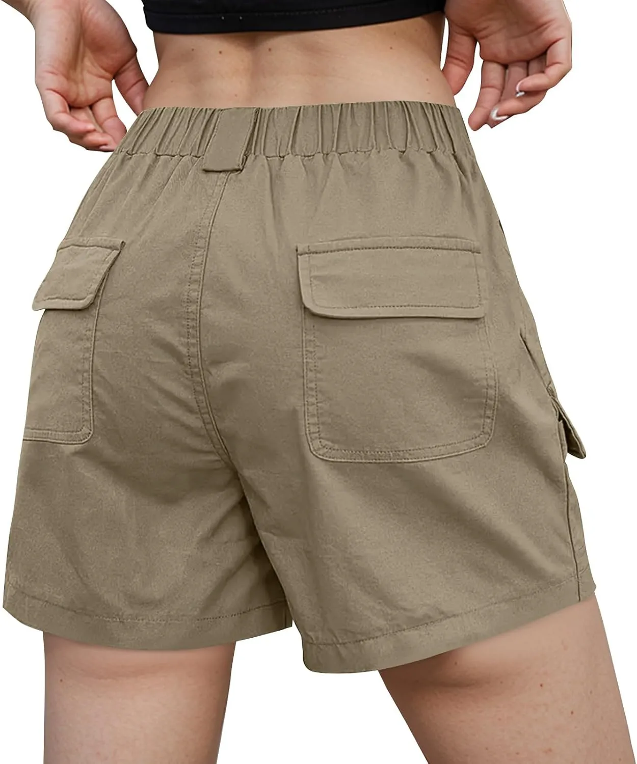 Women's 2025 Cargo Shorts Stretchy High Waisted Workout Shorts with Pockets Hiking Outdoor Adventures