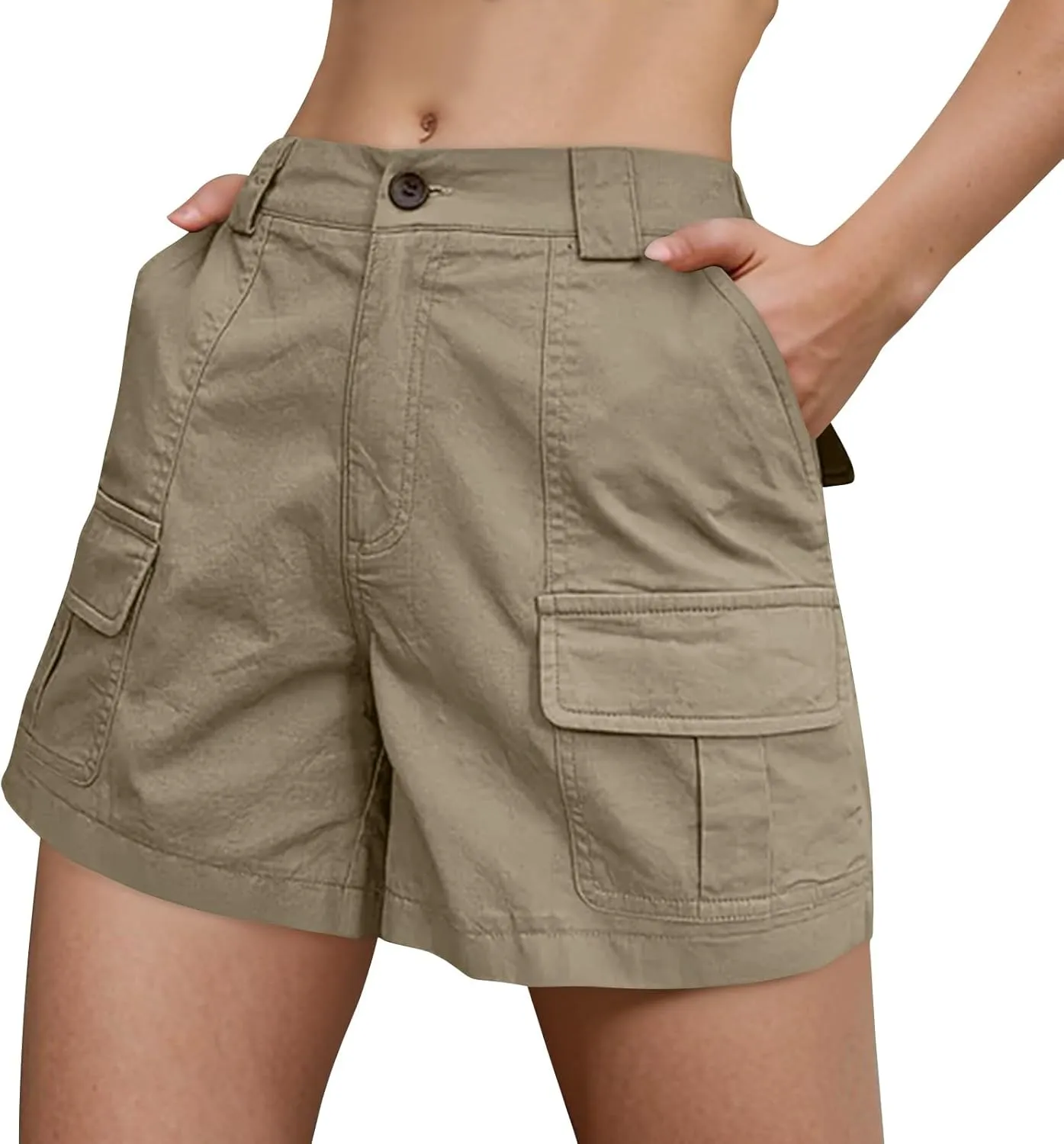 Women's 2025 Cargo Shorts Stretchy High Waisted Workout Shorts with Pockets Hiking Outdoor Adventures