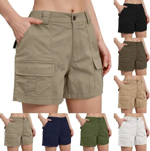 Women's 2025 Cargo Shorts Stretchy High Waisted Workout Shorts with Pockets Hiking Outdoor Adventures