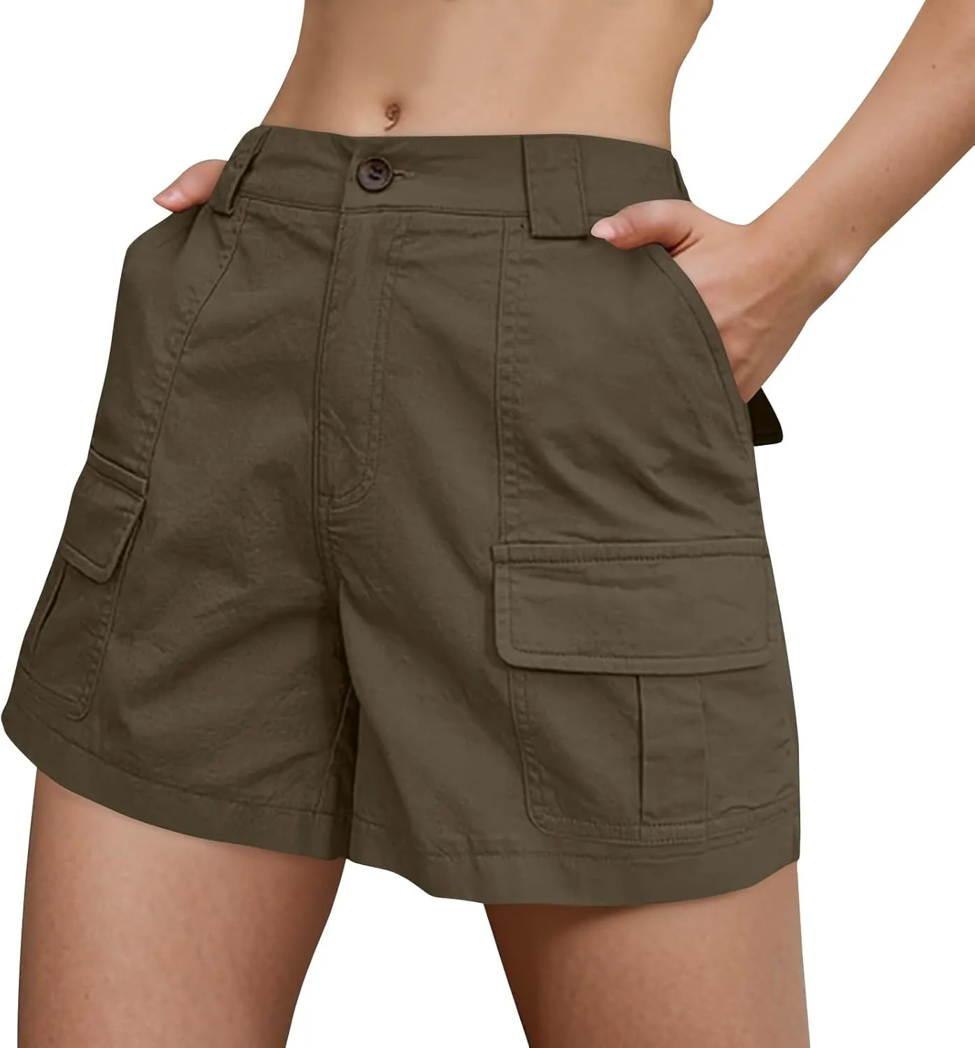 Women's 2025 Cargo Shorts Stretchy High Waisted Workout Shorts with Pockets Hiking Outdoor Adventures