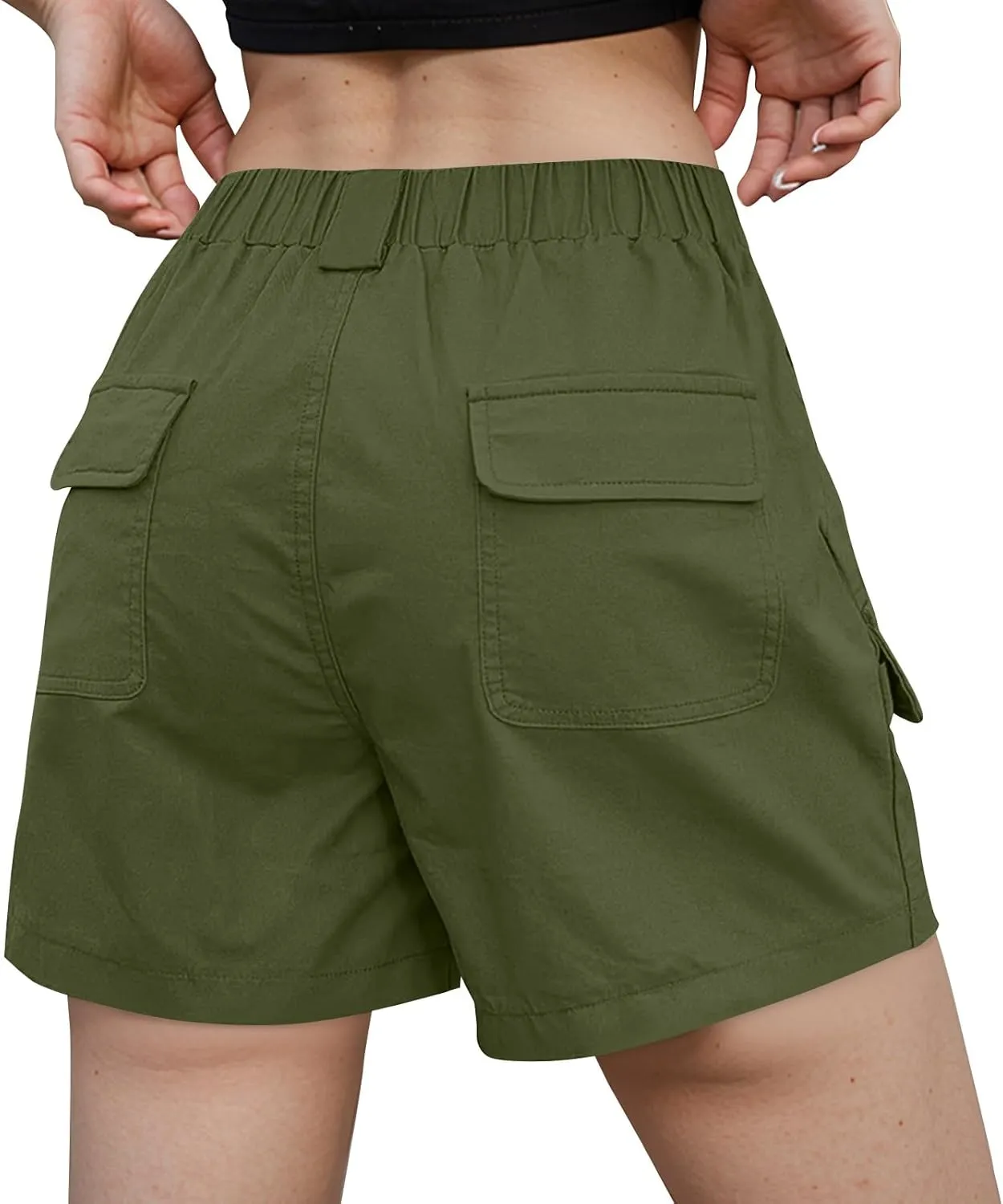 Women's 2025 Cargo Shorts Stretchy High Waisted Workout Shorts with Pockets Hiking Outdoor Adventures