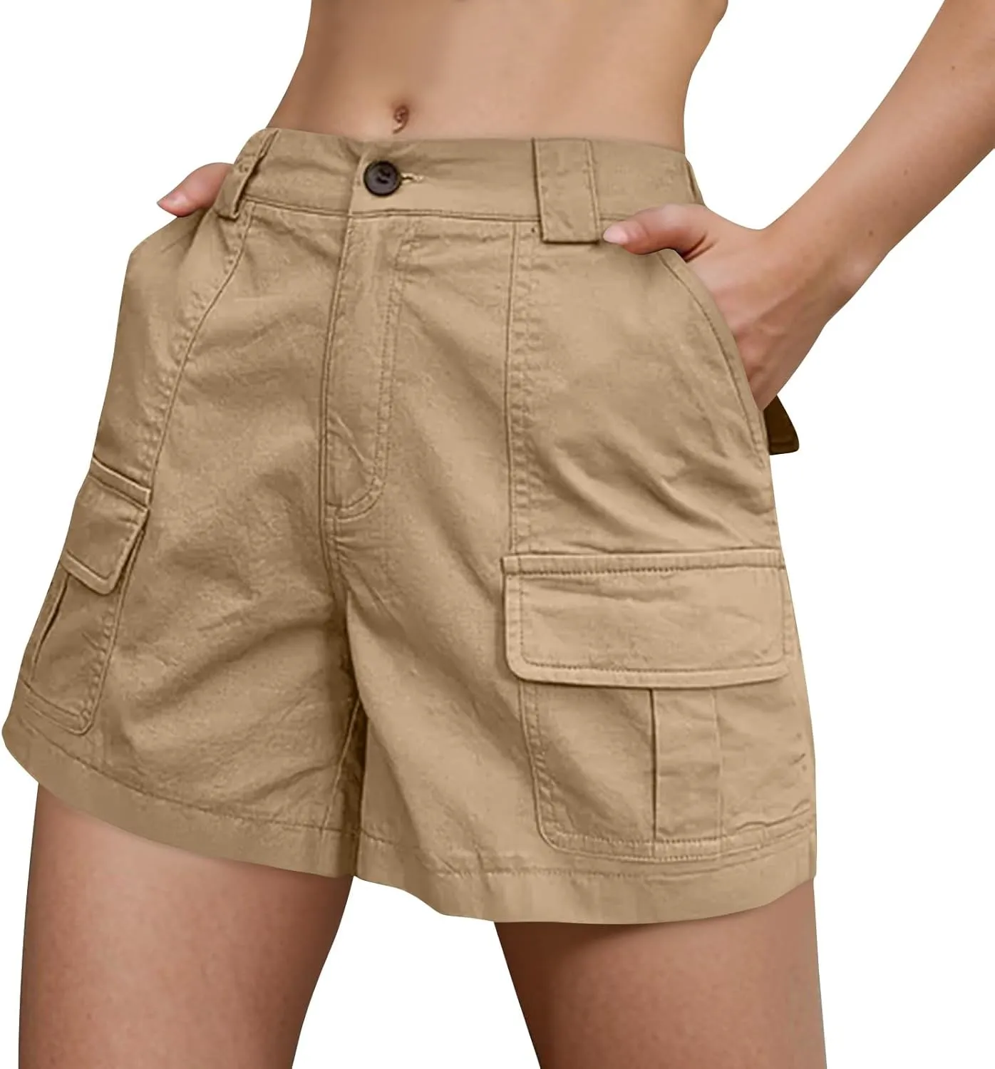 Women's 2025 Cargo Shorts Stretchy High Waisted Workout Shorts with Pockets Hiking Outdoor Adventures