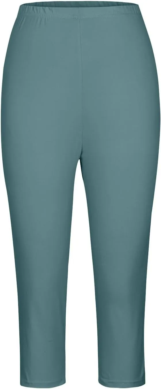 Womens Capri Leggings for Summer Casual Stretch High Waist Leggings Under Dress Lightweight Soft Capris Cropped Pants