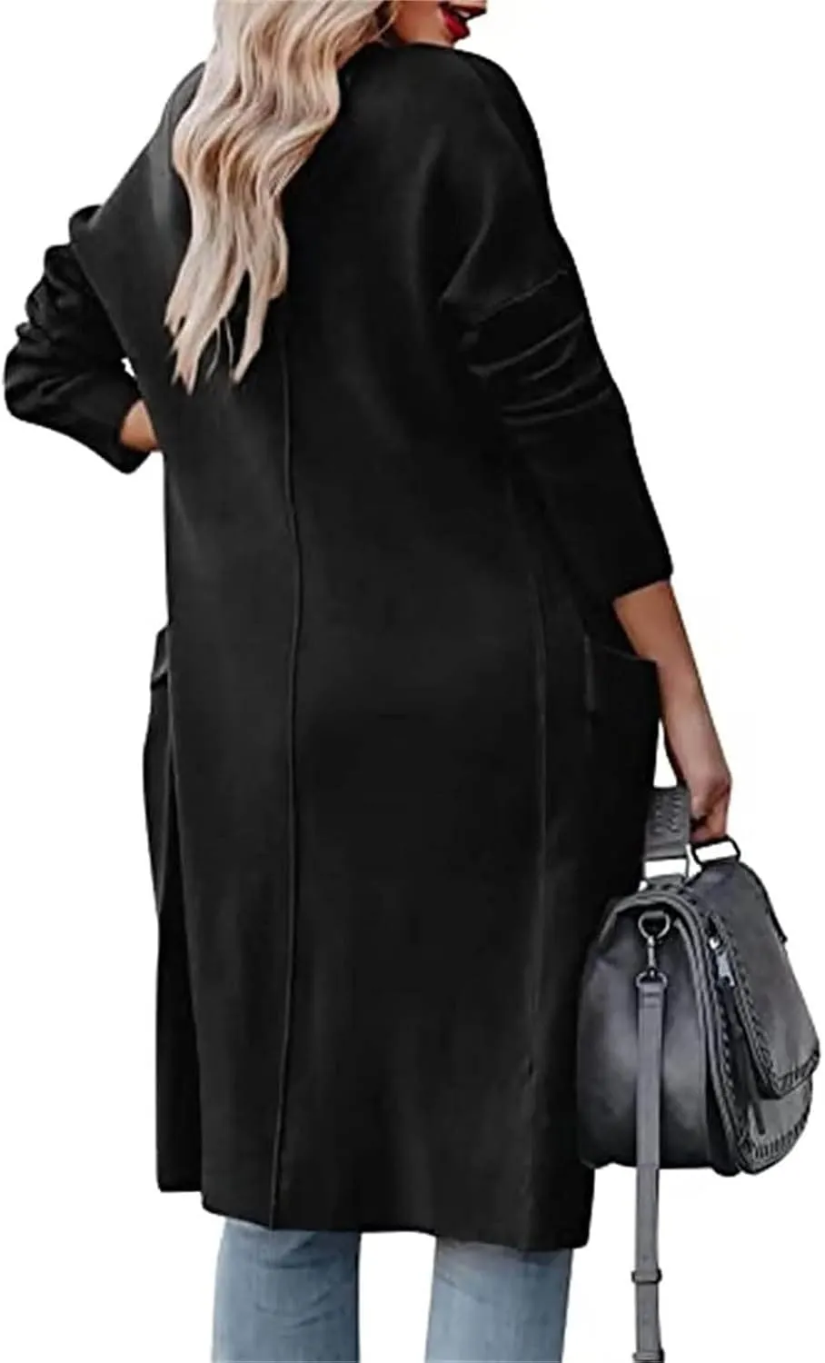 Womens Casual Long Cardigan Draped Open Front Jackets Wool Blend Long Over Coats 2024
