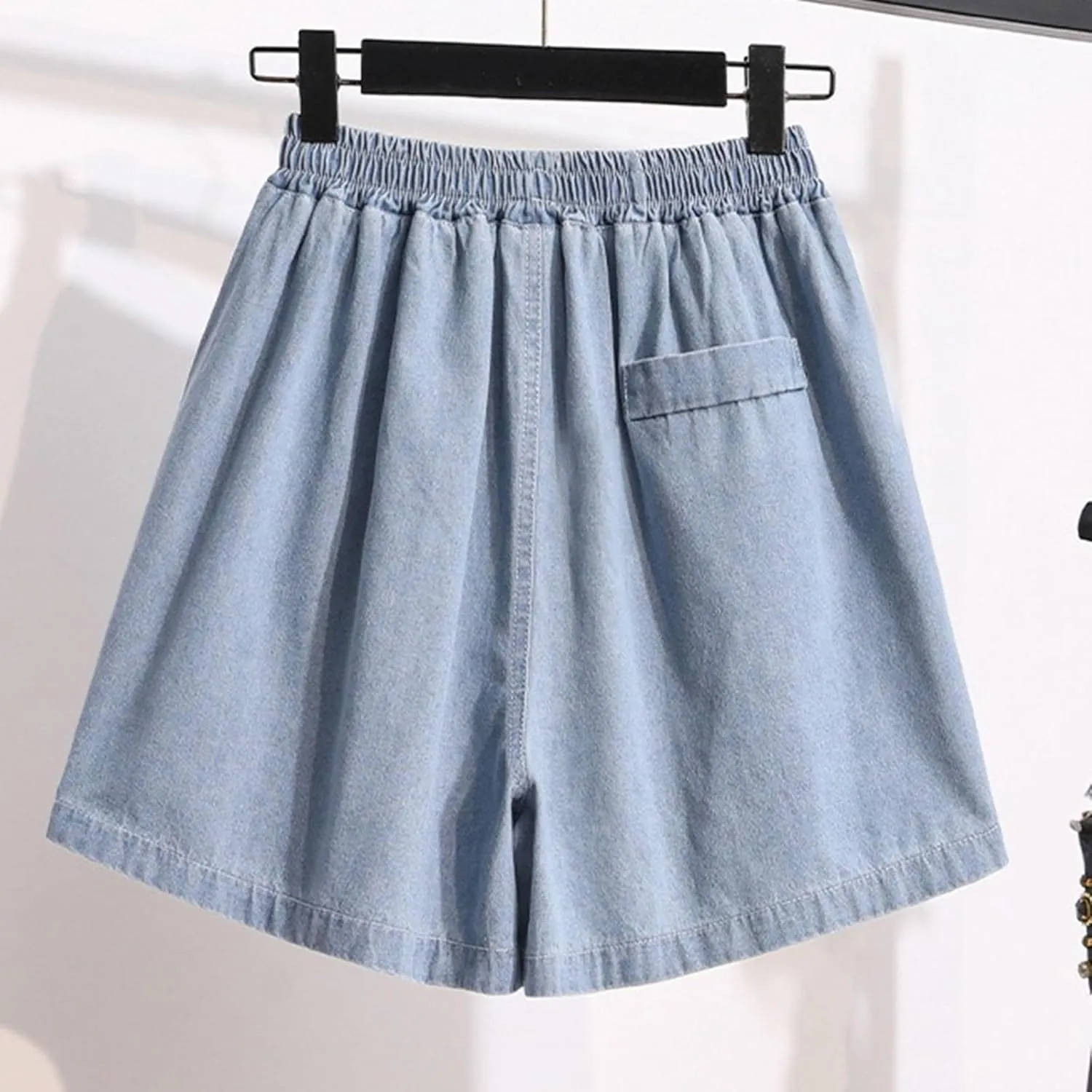 Women's Denim Shorts High Waisted Loose Short Pants Summer Wide Leg Jean Shorts Casual Light Short with Pockets