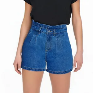 Women's Denim Shorts High Waisted Wide Leg Retro Ruffle Jeans Shorts Baggy Stretchy Tummy Control Slim Fit Summer Jorts