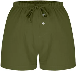 Women's Drawstring Sweat High Waisted Linen Shorts Comfy Elastic Waist Shorts Summer Pull On Clothes with Button