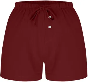 Women's Drawstring Sweat High Waisted Linen Shorts Comfy Elastic Waist Shorts Summer Pull On Clothes with Button