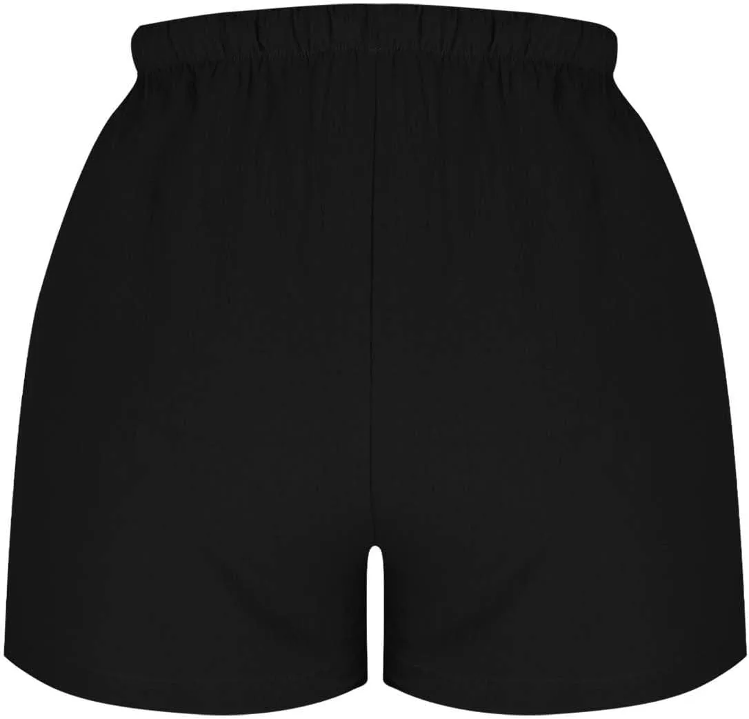 Women's Drawstring Sweat High Waisted Linen Shorts Comfy Elastic Waist Shorts Summer Pull On Clothes with Button