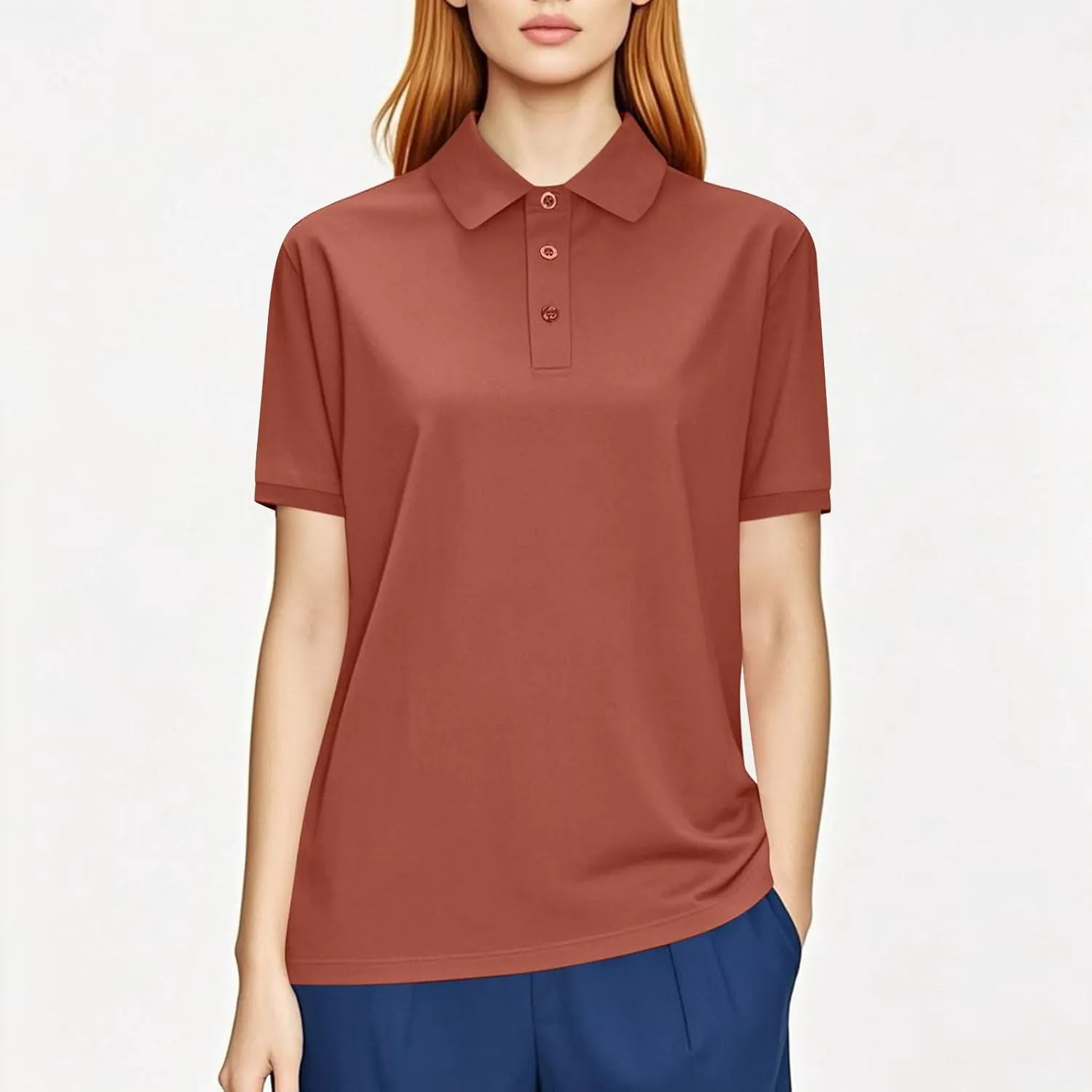 Women's Fashion Polo Shirts Quick Dry Moisture-Wicking Athletic Workout Summer Short Sleeve Loose T-Shirt