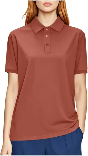 Women's Fashion Polo Shirts Quick Dry Moisture-Wicking Athletic Workout Summer Short Sleeve Loose T-Shirt