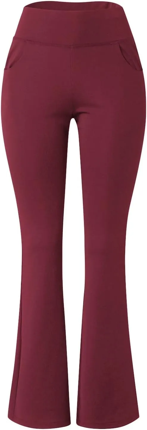 Women's Flare Leggings, Trendy Crossover Yoga Pants, High Waist Casual Workout Bell Bottom Leggings with Pockets