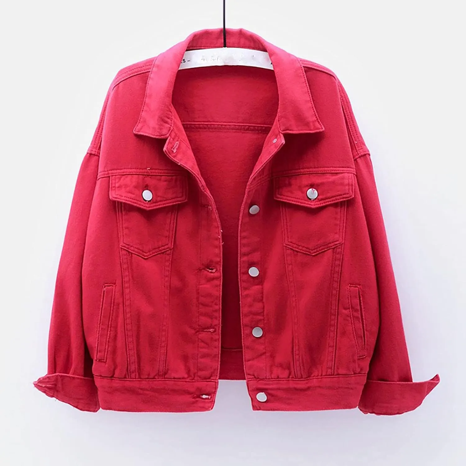 Womens Hooded Denim Jacket Layered Drawstring Casual Hoodie Long Sleeve Jean Jacket Vintage Stretch Cropped Jackets