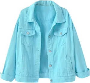 Womens Hooded Denim Jacket Layered Drawstring Casual Hoodie Long Sleeve Jean Jacket Vintage Stretch Cropped Jackets