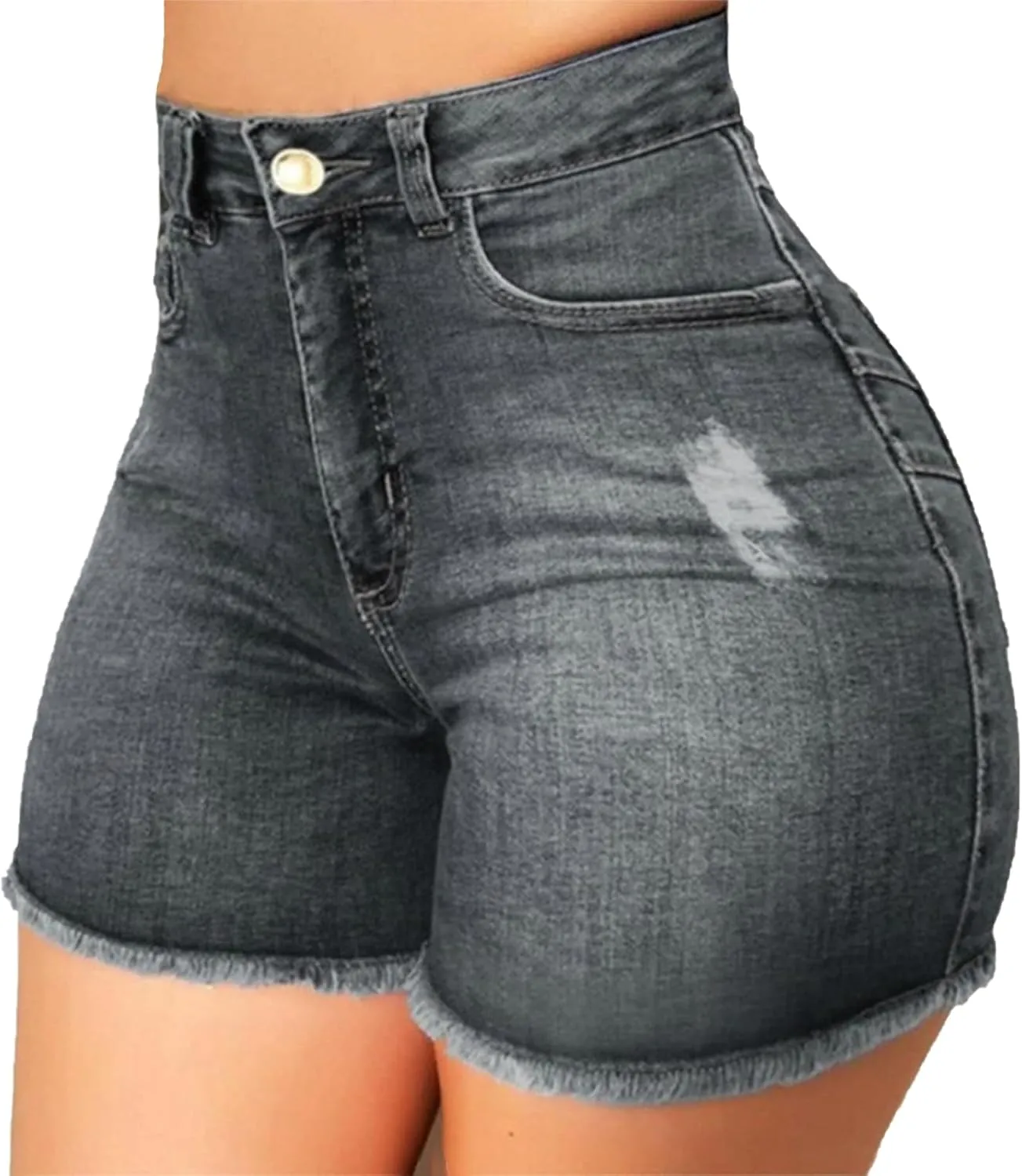 Womens Jean Shorts High Waisted Stretchy Denim Shorts Sexy Summer Hot Pants with Pockets Tummy Control Jean Shorts