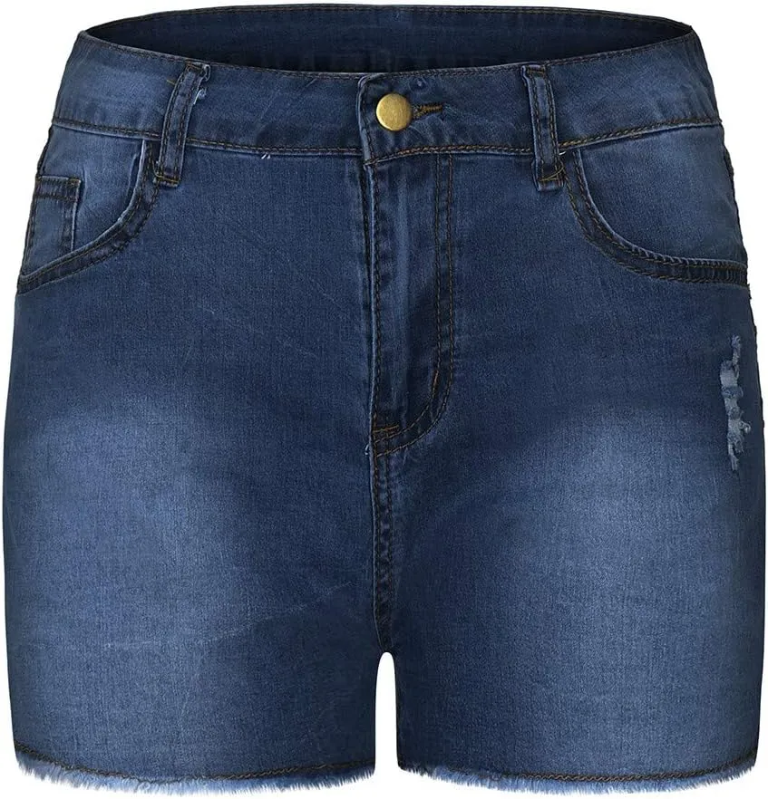 Womens Jean Shorts High Waisted Summer Stretchy Denim Shorts Ripped Frayed Raw Hem Trendy Jeans Short with Pockets 2025