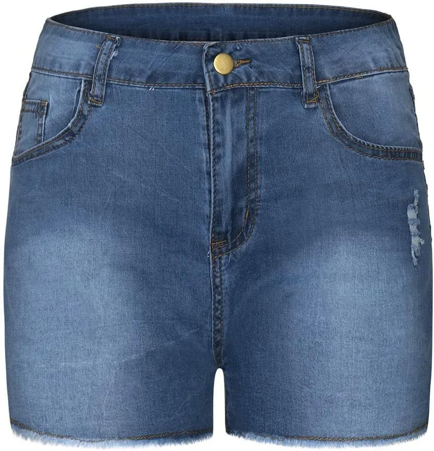 Womens Jean Shorts High Waisted Summer Stretchy Denim Shorts Ripped Frayed Raw Hem Trendy Jeans Short with Pockets 2025