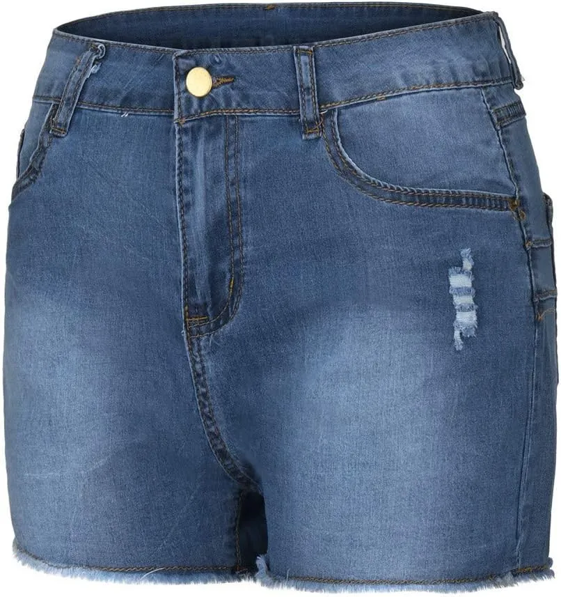 Womens Jean Shorts High Waisted Summer Stretchy Denim Shorts Ripped Frayed Raw Hem Trendy Jeans Short with Pockets 2025