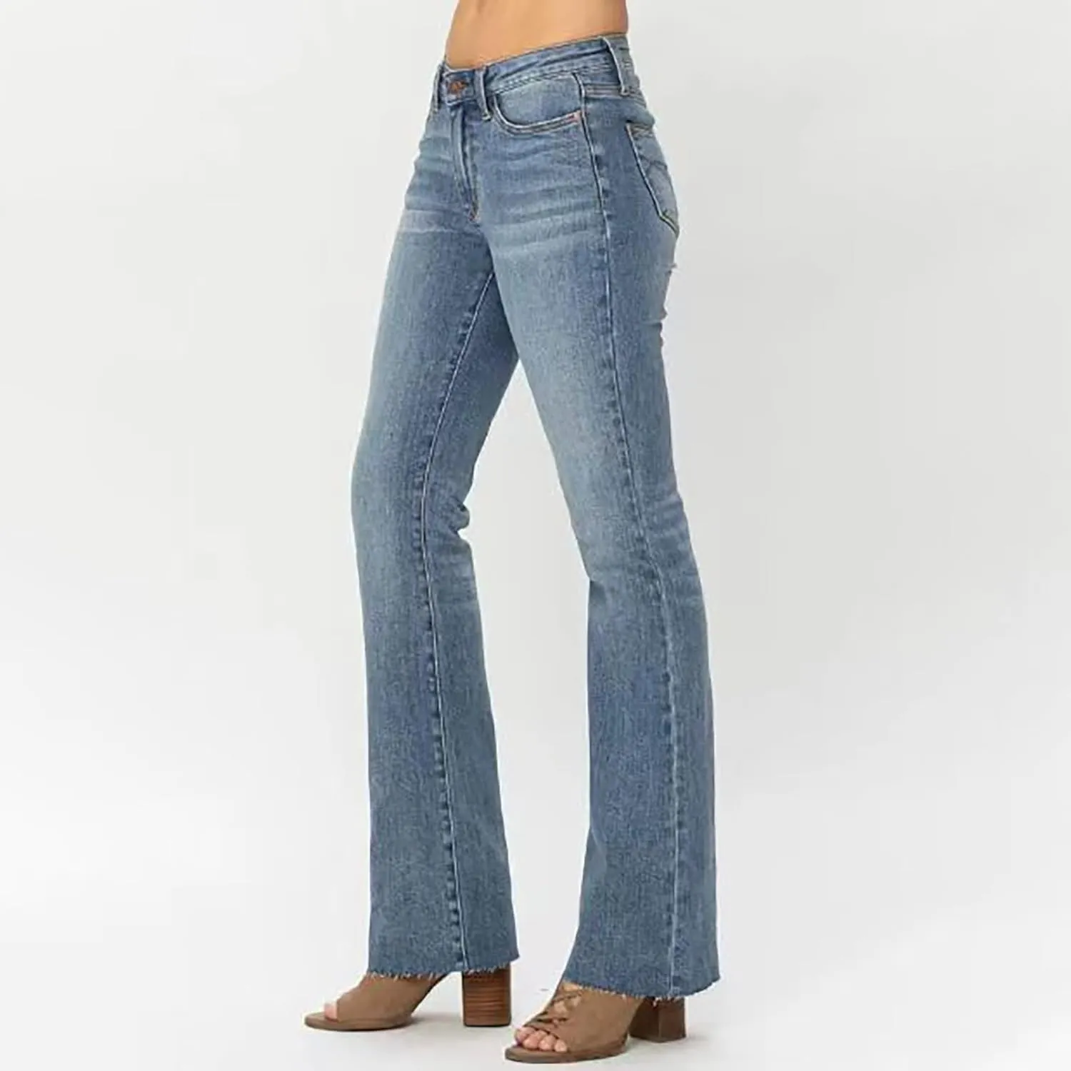 Womens Jeans Stretchy Stadeke Classic Waisted Flare Pants Juniors Pulll on Stretch Trousers for Women