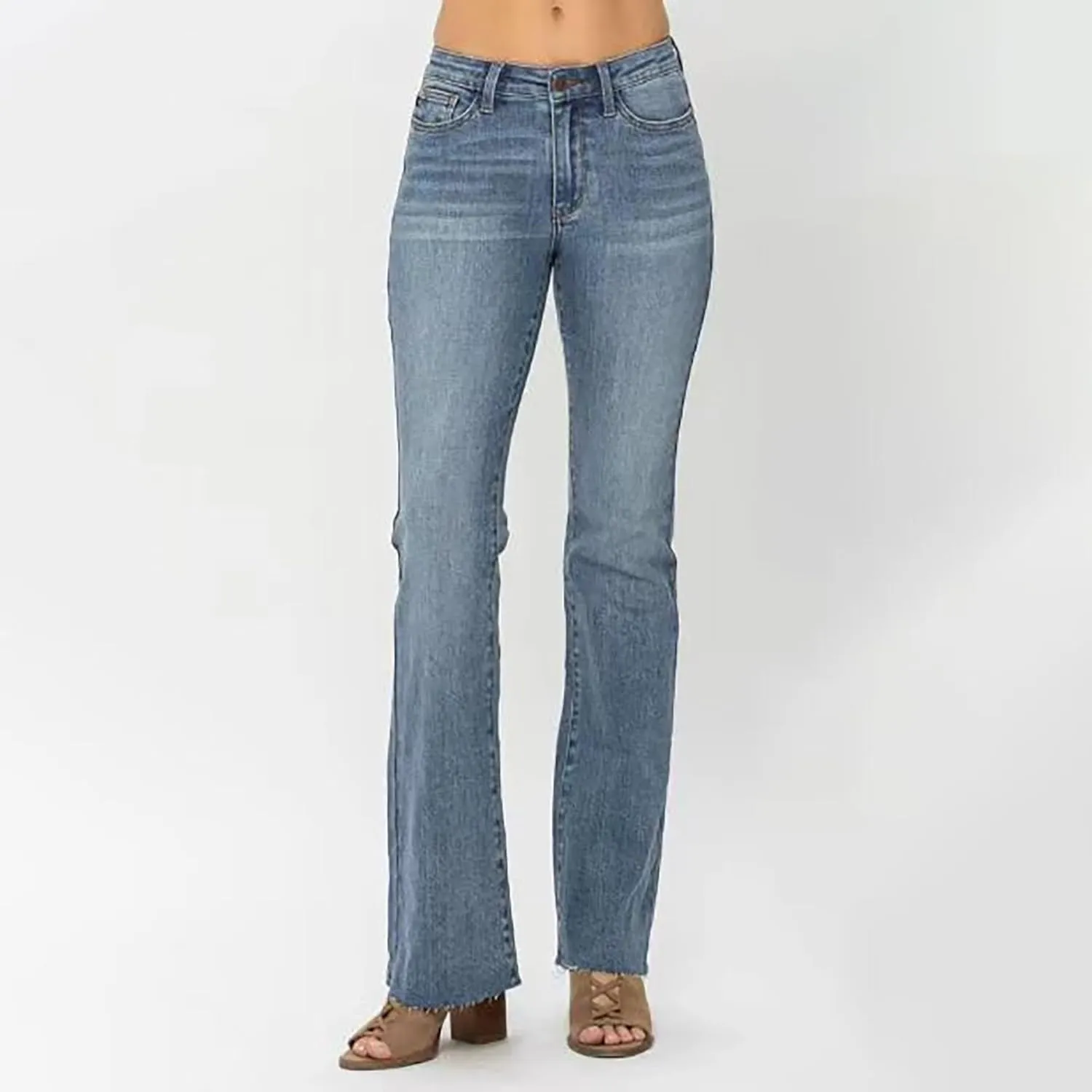 Womens Jeans Stretchy Stadeke Classic Waisted Flare Pants Juniors Pulll on Stretch Trousers for Women