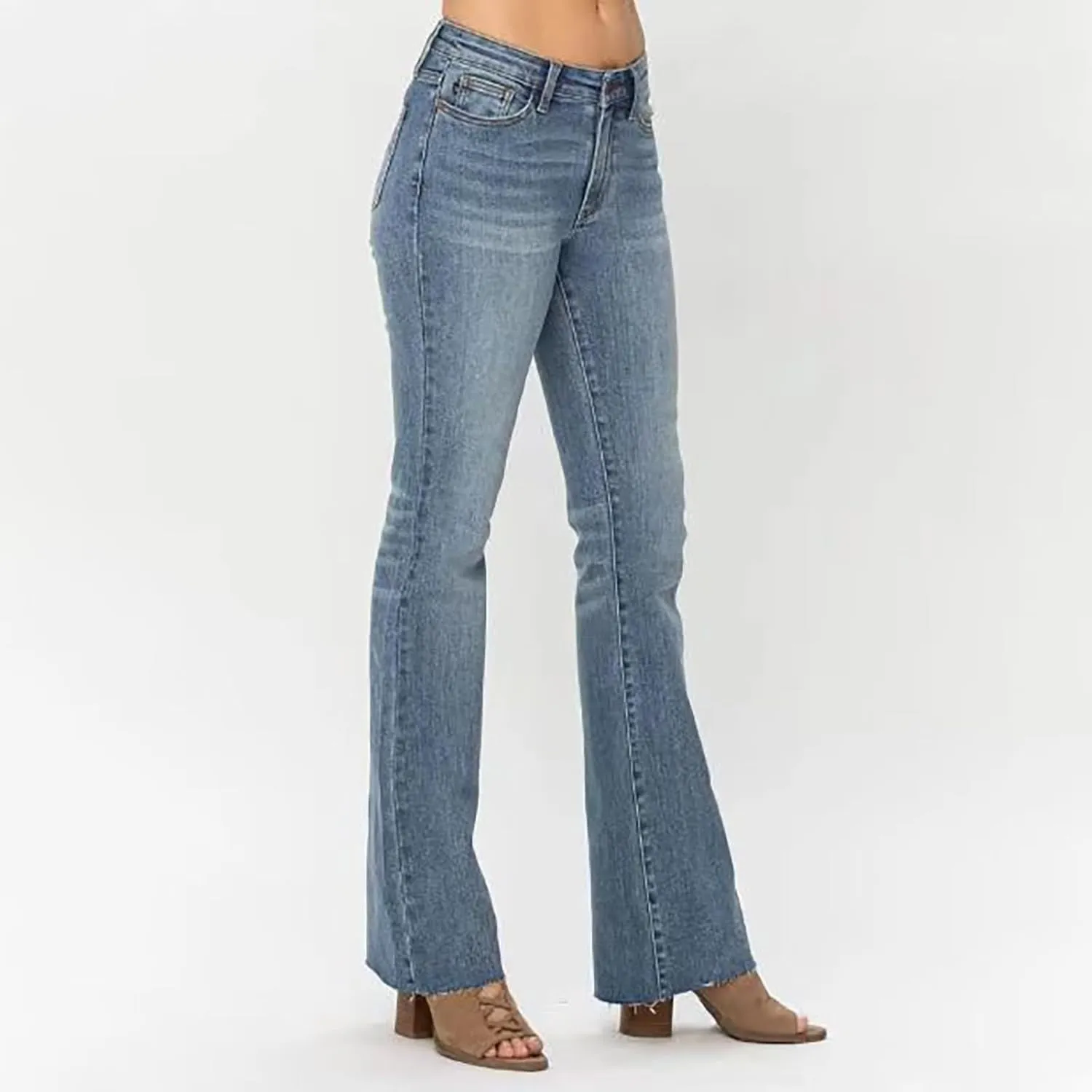 Womens Jeans Stretchy Stadeke Classic Waisted Flare Pants Juniors Pulll on Stretch Trousers for Women