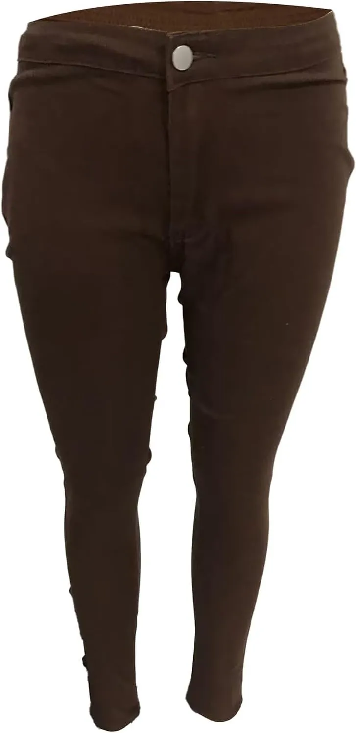 Women's Jeggings with Pockets, Skinny Fit Denim Look, High Waisted Stretchy Pull On Pants, Full-Length & Capri