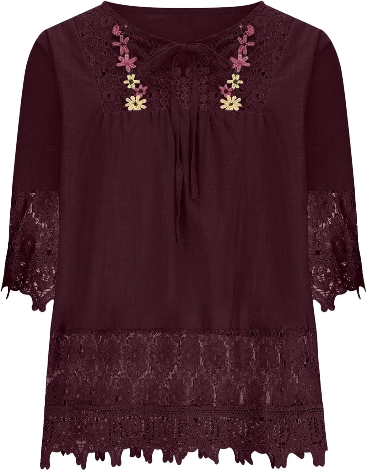 Womens Linen Shirts V-Neck Buttons Blouse Bohemian Boho Lightweight Tee Tops Short Sleeve Loose Fit T-Shirt