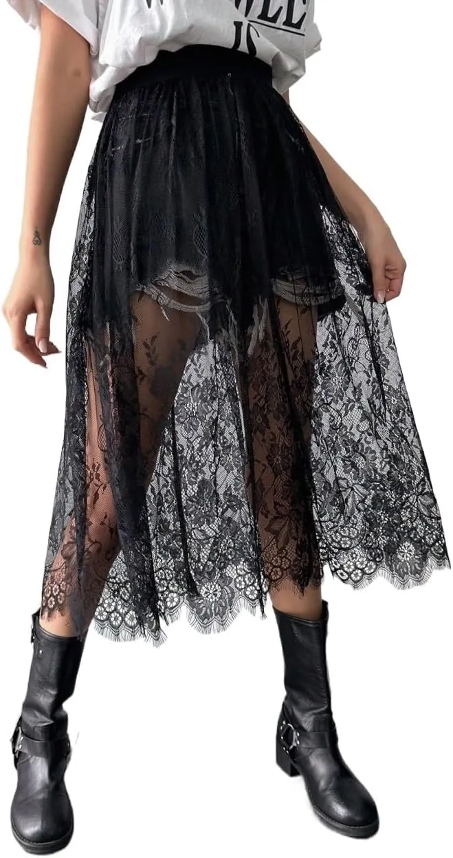 Women's Maxi Skirt Summer Midi High Waist Lace Inner Skirt Without Skirt