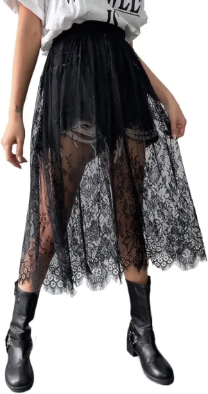 Women's Maxi Skirt Summer Midi High Waist Lace Inner Skirt Without Skirt