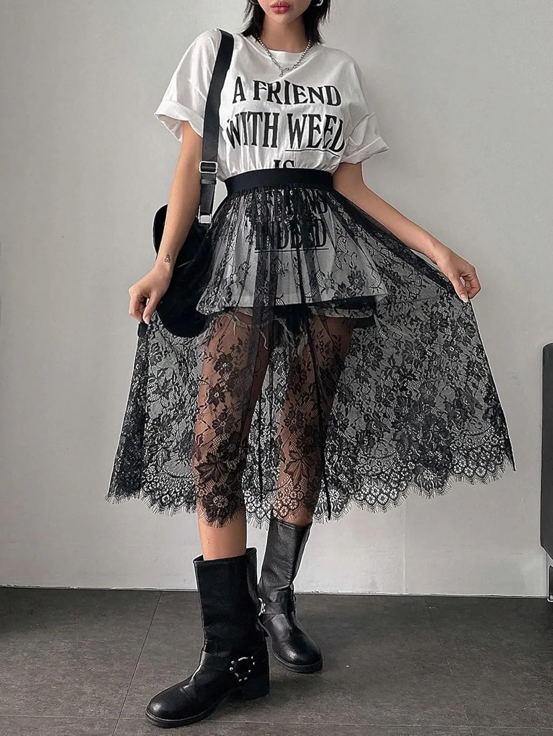 Women's Maxi Skirt Summer Midi High Waist Lace Inner Skirt Without Skirt